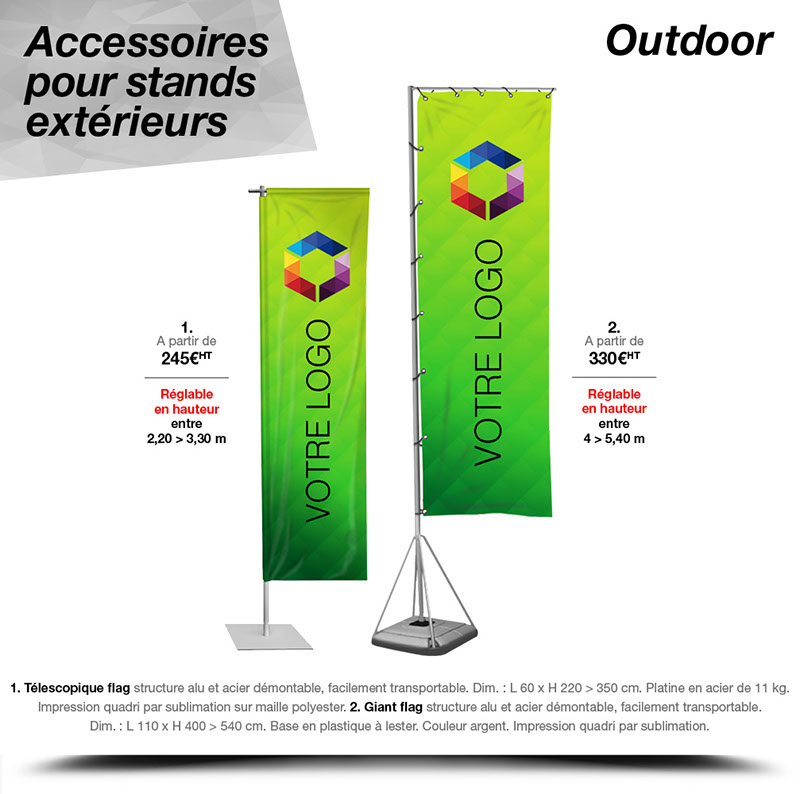 Communication événementielle, accessoires pour stands et supports de communication visuels et interactifs personnalisés.