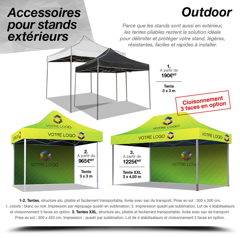 Communication événementielle, accessoires pour stands et supports de communication visuels et interactifs personnalisés.