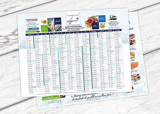 Création et déclinaison de votre charte graphique, sur l'ensemble de vos supports de communication : calendriers, agendas et sous-main...