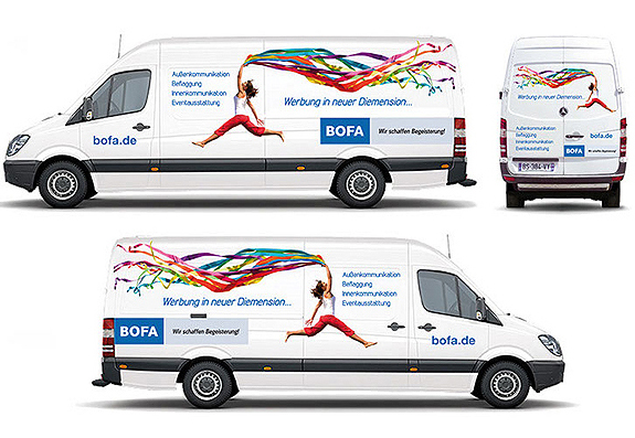 Marquage et décoration de véhicule de société, création et déclinaison de votre charte graphique sur l'ensemble de vos supports de communication