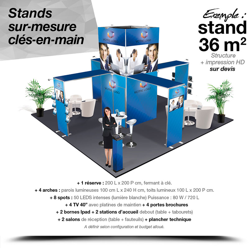 Communication événementielle, création de stands modulables, sur-mesures et supports de communication pour foires, salons, expositions…