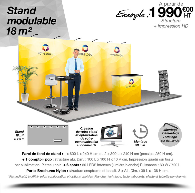 Communication événementielle, création de stands modulables et supports de communication pour foires, salons, expositions…