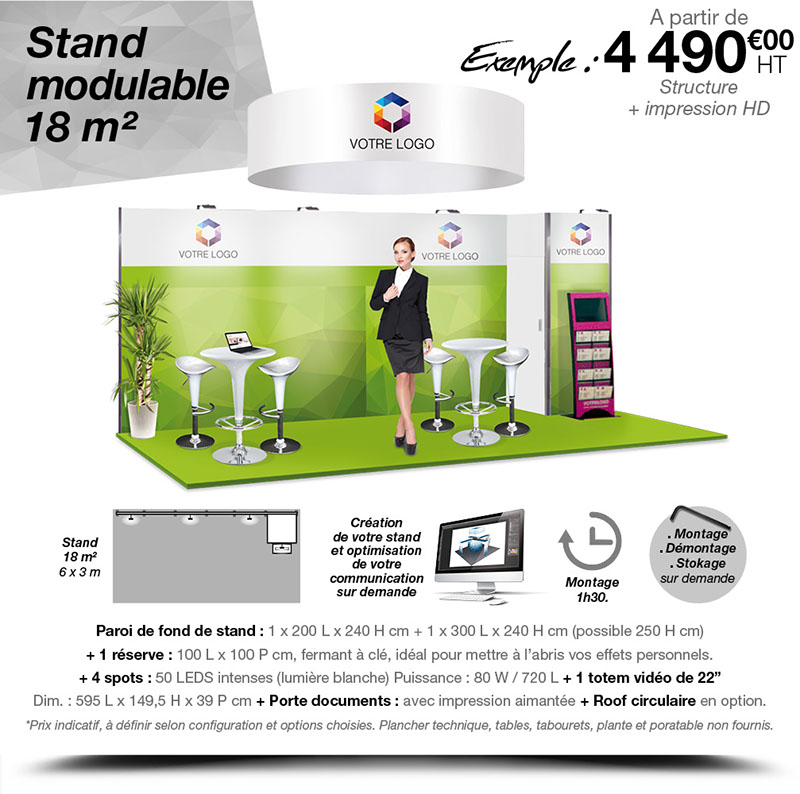 Communication événementielle, création de stands modulables et supports de communication pour foires, salons, expositions…