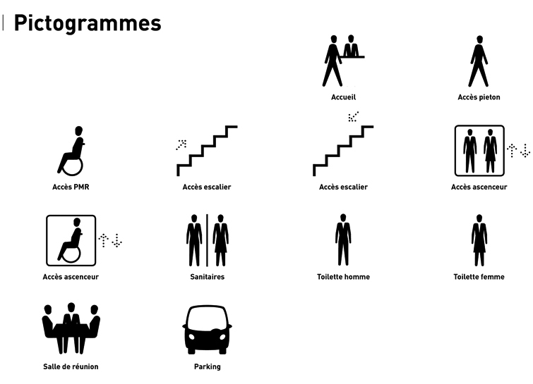 Communication visuelle - Signalétique intérieure, design graphique, optimisation de circulation.