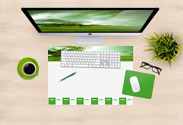 Création et déclinaison de votre charte graphique, sur l'ensemble de vos supports de communication : calendriers, agendas et sous-main...