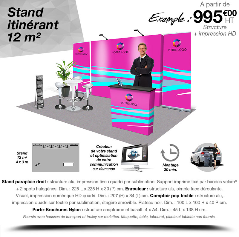 Communication événementielle, création de stands itinérants et supports de communication pour foires, salons, expositions…