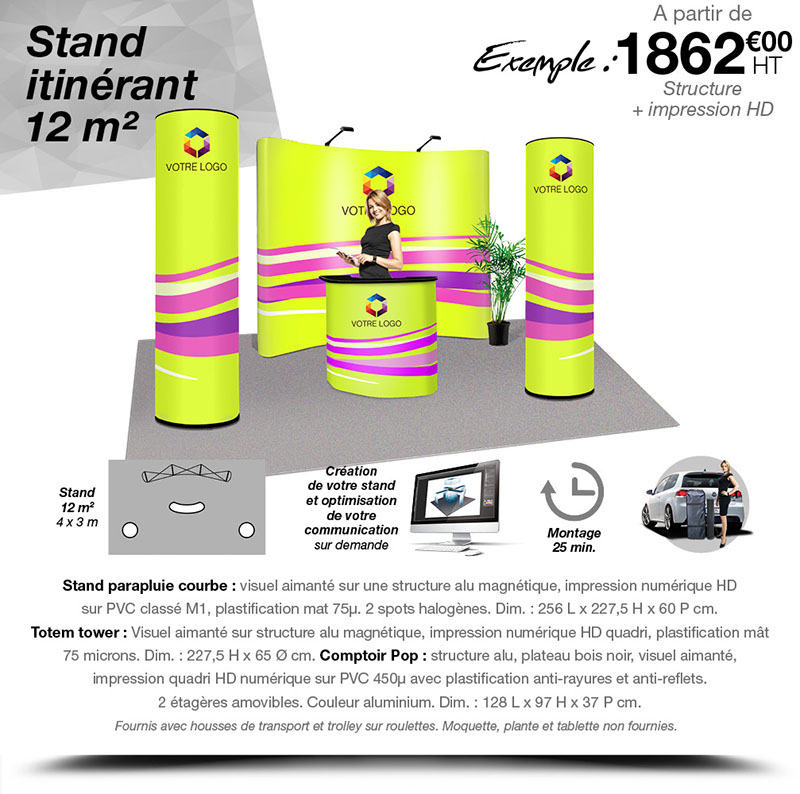 Communication événementielle, création de stands itinérants et supports de communication pour foires, salons, expositions…
