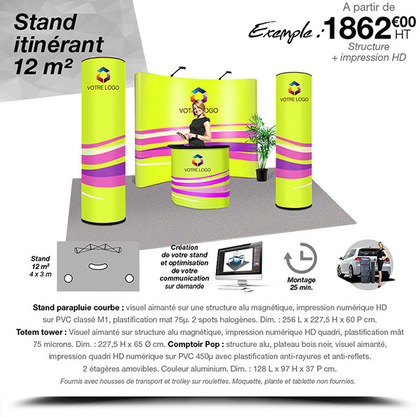 Communication événementielle, création de stands itinérants et supports de communication pour foires, salons, expositions…