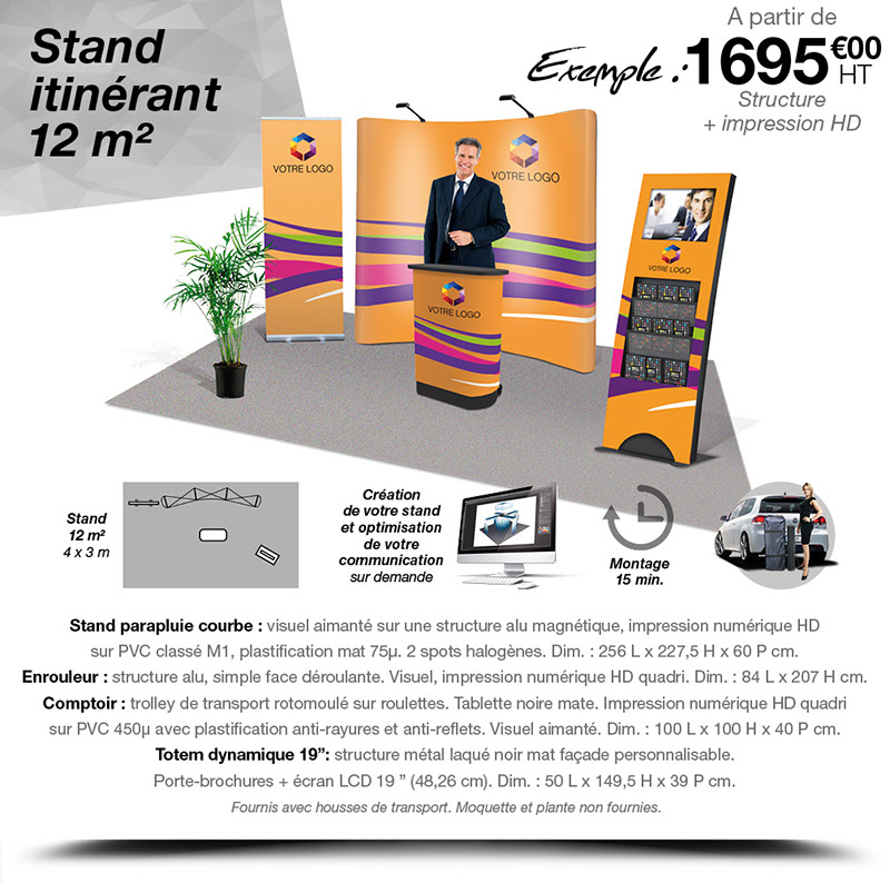 Communication événementielle, création de stands itinérants et supports de communication pour foires, salons, expositions…